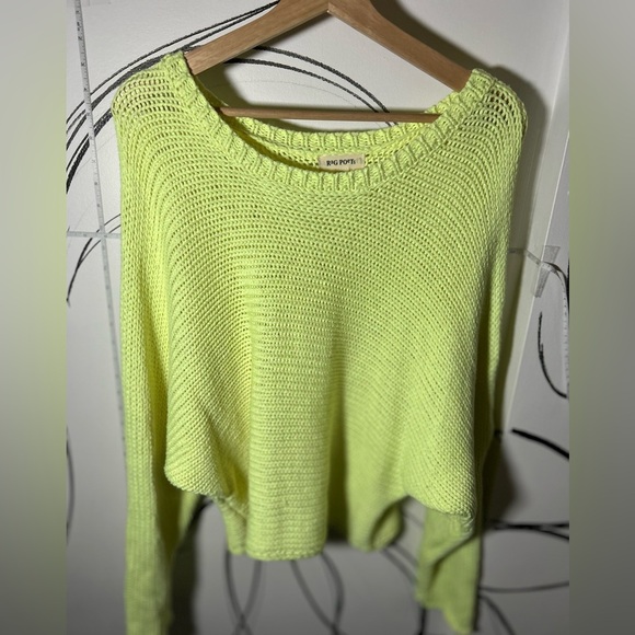 Rag Poets Neon Yellow Oversized Drop Shoulder Knit Sweater, Size Small - Picture 6 of 10